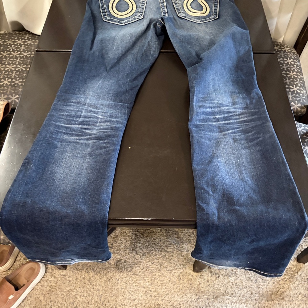 Big Star Women's Dark Blue Jeans with White Embroidered Back Pockets